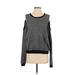 Dress Forum Sweatshirt: Gray Color Block Tops - Women's Size Small