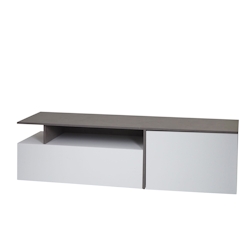 Mendler TV-Rack HWC-L34, Lowboard Fernsehtisch Sideboard TV-Schrank Kommode, Holz 45x161x40cm Staufach, Beton-Optik weiß