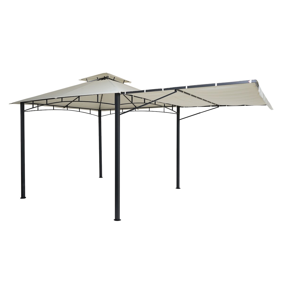 Mendler Pergola HWC-F94, Garten Pavillon, Stahl bewegliche Seitenwand 2,5x2,5m ~ creme-beige Image