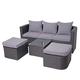 Mendler 3in1-Garnitur HWC-J37, Garten-/Lounge-Set Sonneninsel, Spun Poly halbrundes Poly-Rattan ~ anthrazit, Kissen hellgrau