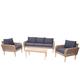 Mendler Garnitur HWC-H57, Garten-/Lounge-Set Sofa Sitzgruppe, rundes Poly-Rattan Alu + Akazie Spun Poly MVG ~ Kissen dunkelgrau