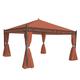 Mendler Pergola Cadiz, Garten Pavillon, stabiles 7cm-Gestell mit Seitenwand ~ terracotta-braun 4x4m