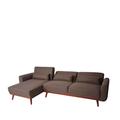 Sofa HWC-J20, Couch Ecksofa, L-Form 3-Sitzer Liegefläche Schlaffunktion Stoff/Textil ~ braun