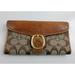 Coach Bags | Coach Legacy Signature Brown Leather Trim Buckle Flap Clutch Wallet | Color: Brown | Size: Os