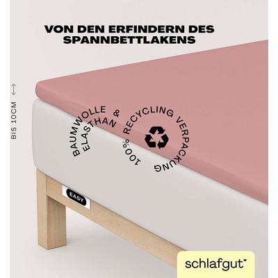 Spannbettlaken SCHLAFGUT "EASY Jersey Elasthan Topper", lila (lila mid), B:140-160cm L:200-220cm, Jersey, Obermaterial: 95% Baumwolle, 5% Elasthan, Laken, MADE IN GREEN by OEKO-TEX Image