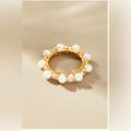 Anthropologie Jewelry | Anthropologie Pearl & Crystal Ring | Color: Gold/White | Size: 8
