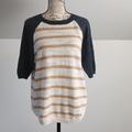 J. Crew Tops | J Crew Linen Raglan Half Sleeve Striped Sweater Shirt Size M | Color: Blue/Yellow | Size: M