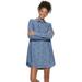 Disney Dresses | Ec Disney Mickey Mouse Chambray 100% Cotton Shirt Dress Sz. L | Color: Blue/White | Size: L