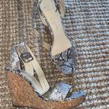 Jessica Simpson Shoes | Jessica Simpson Snake Skin Wedge Heels, Size 7.5 | Color: Gray/Silver | Size: 7.5