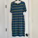 Lularoe Dresses | Lularoe Julia Dress Size Medium Nwt Teal&Mustard | Color: Blue/Yellow | Size: M