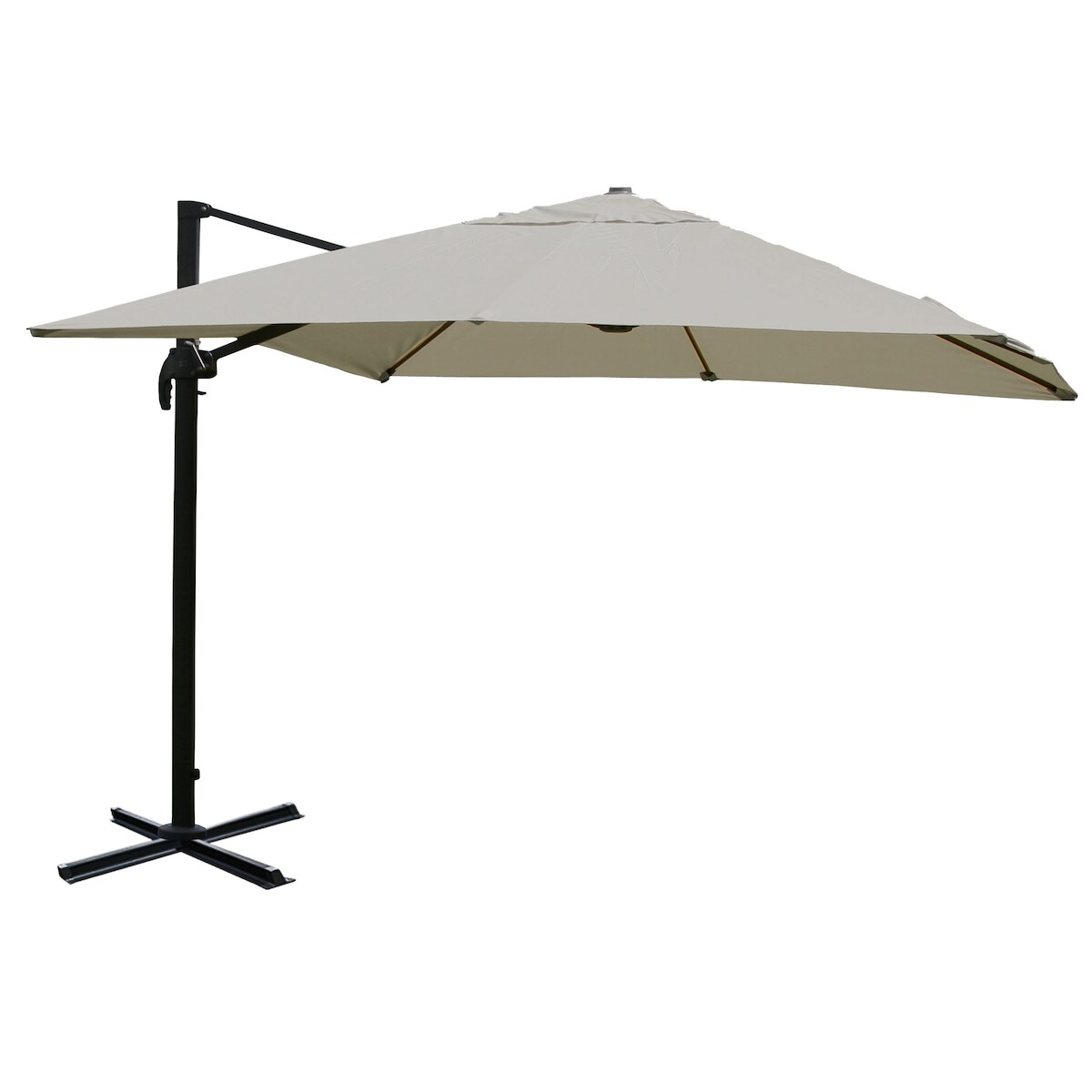 Mendler Gastronomie-Ampelschirm HWC-A96, 3x4m (Ø5m) Polyester Alu/Stahl 26kg ~ creme-grau ohne Ständer Image