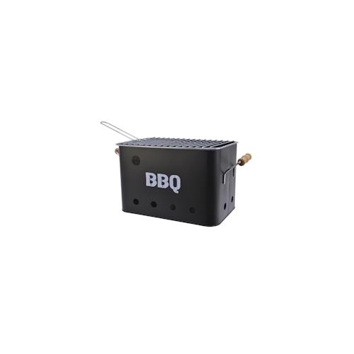 Mini Box Grill Kohlegrill 21cm Holztragegriffe Grillrost Holzkohlegrill schwarz
