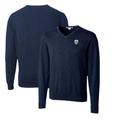 Men's Cutter & Buck Navy Los Angeles Chargers Throwback Logo Lakemont Tri-Blend Big Tall V-Neck Pullover Sweater