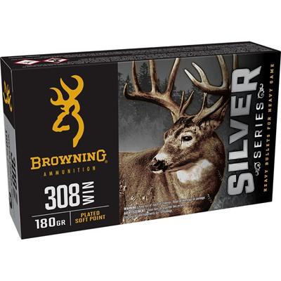 Browning Ammunition Silver Series 308 Winchester Rifle Ammo - 308 Winchester 180gr Plated Soft Point
