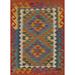 Kilim Oriental Accent Rug Southwestern Flatweave Wool Carpet - 2'9"x 4'0"