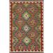 Reversible Kilim Oriental Accent Rug Flatweave Wool Carpet - 2'6"x 4'1"
