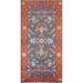Blue Floral Heriz Serapi Oriental Accent Rug Handmade Wool Carpet - 2'7"x 5'11"