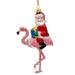 Noble Gems Santa Riding Flamingo Christmas Holiday Ornament 5.75 Inches - Multi