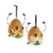 Bee Hives with Sunflowers Christmas Holiday Ornaments Set of 2 - Multi