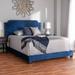 King Size Velvet Nailhead Upholstered Bed Navy