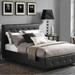 Queen Size Faux Leather Upholstered Platform Bed Black