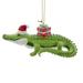 Under The Sea Crocodile With Gift Box and Santa Hat Christmas Holiday Ornament - Multi