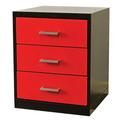 Hallowell Fort Knox Workbench Pedestal - 3 Drawer 24 W x 24 D x 32 H Black Body Red Doors (textured) 1-Wide All-Welded