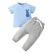 Rovga Boys 2 Piece Outfit Baby Cotton Print Autumn Easter Bunny Short Sleeve Tops Tshirt Pants Set Outfits Clothes Boy Outfits