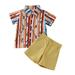 Rovga Boys 2 Piece Outfit Short Sleeve Cartoon Prints T Shirt Tops Shorts Child Kids Gentleman Outfits Boy Outfits