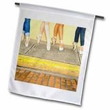 Professional ballerinas dressed up with street clothing but wearing ballet shoes 12 x 18 inch Garden Flag fl-9989-1