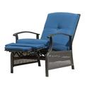 Outdoor Recliner Chair Adjustable Metal Domi Living Lounge Patio Seating Comfort Reclining Relaxation