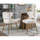 Guyou Modern Dining Chairs Set of 2 Mid-century Upholstered Velvet Armless Side Chair with Nailhead Trim and Curved Back for Dining Room Living Room Kitchen Beige