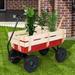 iTopRoad Garden Wagon Wood Wagon ALL Terrain Pulling Red w/ Wood Railing Garden Cart