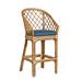 Braxton Culler Kent 30" Bar Stool Upholstered/Wicker/Rattan in Green/Gray/Blue | 45 H x 23 W x 21 D in | Wayfair 1084-003/0596-65/ANTIQUEBLACK