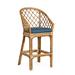 Braxton Culler Kent 30" Bar Stool Upholstered/Wicker/Rattan in Green/Gray/Blue | 45 H x 23 W x 21 D in | Wayfair 1084-003/0596-65/BRASS