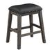 Cheri Bliss Gray Finish Set Of 2 Counter Height Barstool Black Faux Leather Wood/Upholstered/Leather in Black/Brown/Gray | Wayfair RCB-01882