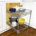 LYNK PROFESSIONAL® Pull Out Cabinet Organizer (2 Tier) Slide Out Drawers for Kitchen, Chrome Metal in Gray | 16 H x 14 W x 18 D in | Wayfair