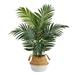 4 Kentia Palm Artificial Tree in Boho Chic Handmade Cotton & Jute White Woven Planter