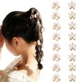 16Pcs Small Faux Pearl Hair Claw Clips Mini Crystal Flower Spring Floral Hair Clip Sweet Artificial Flower Crystal Claw Clip Decorative Flower Crystal Barrettes for Women s and Girls Hair Accessories