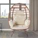 Bayou Breeze Ahren Patio Chair w/ Cushions, Rattan in White | 58.2 H x 39 W x 23 D in | Wayfair CD3E4238023041DFBB68A4A58FB7A5F9