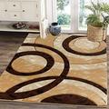 GLORY RUGS Area Rug 2x3 Brown Door Mat Modern Circles Soft Contemporary Floor Carpet Fluffy Texture for Indoor Living Dining Room and Bedroom Area