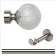 ABC Decor EYELET Curtain pole, 28mm SATIN STEEL IDC Designer bracket Trade packed complete pole set (125cm (49"), Cracked Glass Finials)