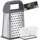 Gorilla Grip Premium Box Grater, 4-Sided Stainless Steel 10in Graters, Detachable Container with Lid to Store Food, Comfortable Handle, Slice, Zest, Fine and Coarse Grating Cheese, Vegetables, Gray