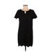 Shein Casual Dress - Shift Keyhole Short sleeves: Black Print Dresses - Women's Size Medium