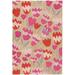 Red 168 x 120 x 0.5 in Area Rug - Dash and Albert Rugs Zelie Floral Hand-Knotted Wool Area Rug in Pink/Wool | 168 H x 120 W x 0.5 D in | Wayfair