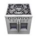 Forno Capriasca 30-inch French Door Gas Range, Stainless Steel, 5 Brass Burners, 4.32 cu.ft, Air Fryer in Gray/White | Wayfair FFSGS6460-30