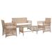 Bay Isle Home™ 4 Piece Patio Lounge Set w/ Beige Cushions Poly Rattan Synthetic Wicker/All - Weather Wicker/Wicker/Rattan in Brown | Wayfair