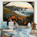 Rosecliff Heights Orange Flowers by the Coast III - Print on Canvas Metal in Blue/Green/Orange | 30 H x 40 W x 1.5 D in | Wayfair