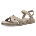 Sandale TAMARIS Gr. 37, beige (beige, kombiniert) Damen Schuhe Keilsandaletten Sommerschuh, Sandalette, Keilabsatz, mit Klettverschluss