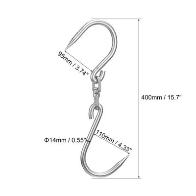 Swivel Meat Hooks, Stainless Steel Processing Butcher Hooks - Silver Tone